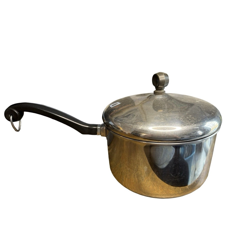 Vintage Farberware 3 Qt Quart Stainless Steel‎ Saucepan W/Lid Aluminum Clad Pot